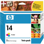 Hewlett Packard HP C9342FN ( HP 14 ) InkJet Cartridge Twin Pack